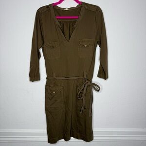 J. Crew Army Green Utility Waist Tie 3/4 Sleeves Size M